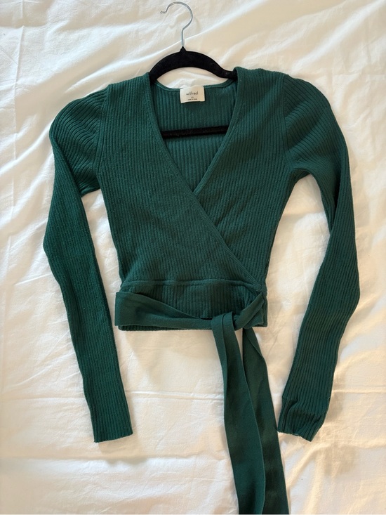 Wilfred Tops - Wilfred Green Ribbed Wrap Top